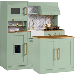 image:imageBest Choice Products Play Kitchen for Kids amp Toddlers Wooden Kitchen Playset wEspresso Machine Pretend Toy Kitchen Set wIce Maker Storage Island amp Accessories Scalloped Design  Cream CottageSage