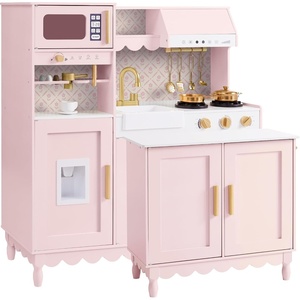 image:imageBest Choice Products Play Kitchen for Kids amp Toddlers Wooden Kitchen Playset wEspresso Machine Pretend Toy Kitchen Set wIce Maker Storage Island amp Accessories Scalloped Design  Cream CottagePink Cottage